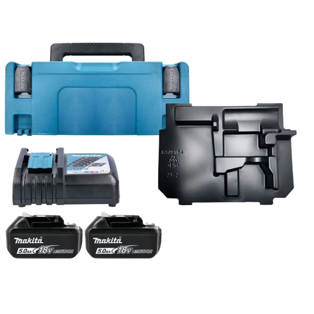 Makita BL1850 18V Li-Ion 5.0Ah Battery Pack (2-Pack) with DC18RC Charger and Storage Case